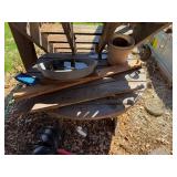Outdoor Patio Table and Assorted Misc Yard Items Collection