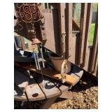 Outdoor Patio Table and Assorted Misc Yard Items Collection