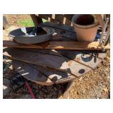 Outdoor Patio Table and Assorted Misc Yard Items Collection
