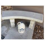 Concrete Curved Bench & Decorative Jug