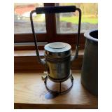 Collection of Vintage Decor Items: Lantern, Ceramic Vase, Amber Bottle, Mosaic Candle Holder