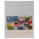 NEW BOTANICAL STONEWARE BOWLS 10 - PIECE SET