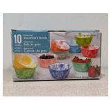 NEW BOTANICAL STONEWARE BOWLS 10 - PIECE SET