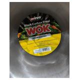 NEW WINCO BLACK CARBON STEEL WOK ROUND BOTTOM 14” DIAMETER