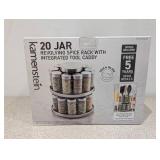 NEW KAMENSTEIN 20 JAR REVOLVING SPICE RACK WITH INTEGRATED TOOL CADDY