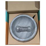 NEW CASA MARIA 8.5” MARBLE DOUBLE SIDED MORTAR & PESTLE