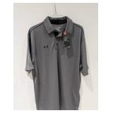 NEW UNDER ARMOUR LARGE MENS GOLF POLO (GRAY)