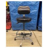 MSRP $1000 High Quality Biofit Regent Height Adjustable Chrome Bench Height Stool Chair With Adjustable Foot Ring - Black - Great Condition - Seat Fabric Has Small Wear Spot In Front! Backed by a 13-y