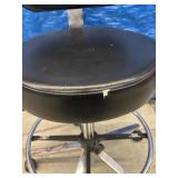 MSRP $1000 High Quality Biofit Regent Height Adjustable Chrome Bench Height Stool Chair With Adjustable Foot Ring - Black - Great Condition - Seat Fabric Has Small Wear Spot In Front! Backed by a 13-y