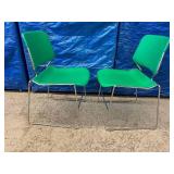 WOW $$$ RARE PAIR MCM 1970s Thomas Tolleson "Matrix" Krueger Reception Waiting Room Office Stackable Chairs - In Great Condition! Even Rarer Lime Green Color!