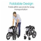 MSRP $1000 NEW IN BOX Vive Folding Electric Wheelchair - Foldable Wheel Chair, Narrow Power Scooter, Heavy Duty, TSA Approved - Compact Size for Seniors Adults - Battery Portable, Folds, Shock-Absorbi