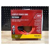 25 Foot 3 Outlet Outdoor Power Cord
