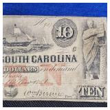 1869 South Carolina Ten Dollar Note