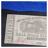 Railroad Three Dollar Note, New Orleans, Jackson, Great Northern
