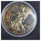 2000 Silver Eagle w/24kt Gold Plating in Capsule