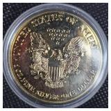 2000 Silver Eagle w/24kt Gold Plating in Capsule