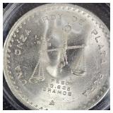 1980 Mexican 1 onza Silver Peso Capulated in AU