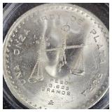 1980 Mexican 1 onza Silver Peso Capulated in AU