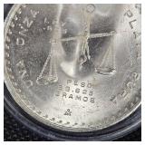 1980 Mexican 1 onza Silver Peso Capulated in AU