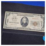 1929 Series Bank of Seattle, Washington $20 Bill Note, Low Serial #