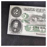 $2 Conneticut Obsolete Note UNC