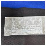 $10 Arkansas Obsolete Note, Very Clean