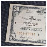 1929 $20 Federal Minneapolis MN Note  FRBN