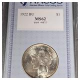 1922 BU Peace $1  AACGS MS62