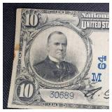 1902 $10 Milwaukee Large Note Error, Cut Offset, Top to Bottom Very Nice