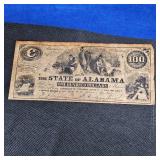 1864 $100 Confederate Alabama Large Note