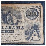1864 $100 Confederate Alabama Large Note