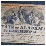 1864 $100 Confederate Alabama Large Note