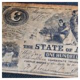 1864 $100 Confederate Alabama Large Note