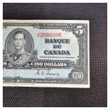 1937 $5 Bank of Canada Note