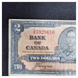 1937 $1 and $2 Bank of Canada Note