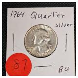 1964,64 BU Washington 25c