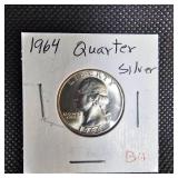 1964,64 BU Washington 25c