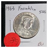 1963,1963 Franklin 50c BU, Nice