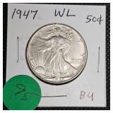 1947 Walking Liberty BU, almost AU nice