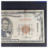 1929 $5 National Fargo, ND Note