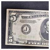 1934 A $5 Federal Reserve Note
