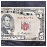 1953A $5 US Red Note