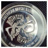 Buddy Holly 2 oz Silver Round, "American Music Icons"