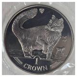 1991 Crown Cat, Norwegian Forest Cat, 1 oz Silver