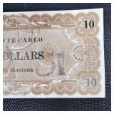 $10 Elks Monte Carlo, Montana Obsolete Certificate