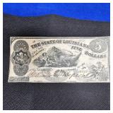 $5 1862 Louisiana Obsolete Note, AU