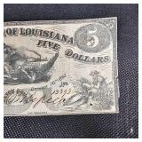 $5 1862 Louisiana Obsolete Note, AU