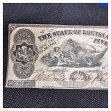$5 1862 Louisiana Obsolete Note, AU
