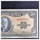 1950 1000(UNC), 1958-5-20-50 Peso Cuban