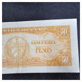1950 1000(UNC), 1958-5-20-50 Peso Cuban